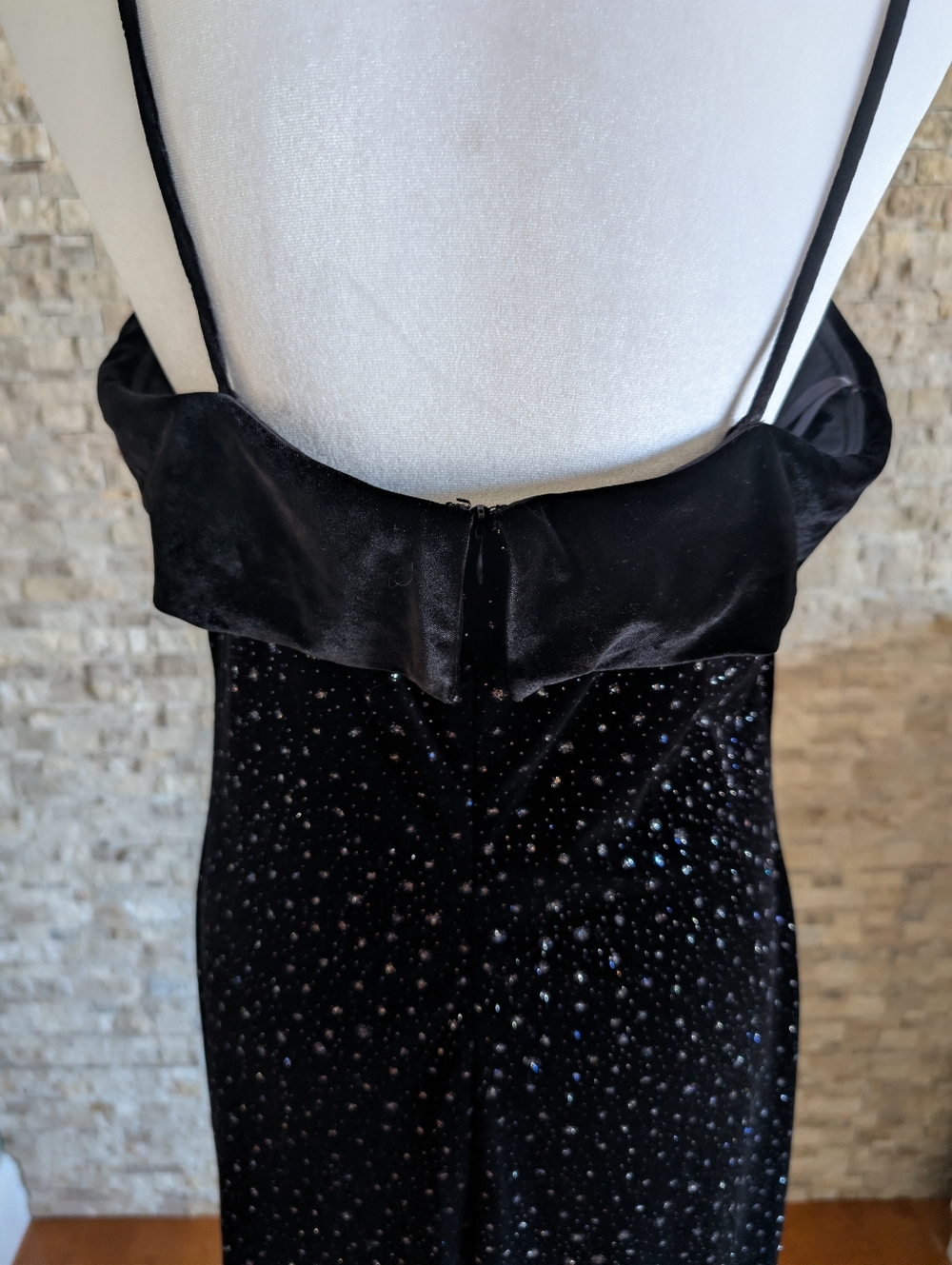 Vintage 90s Alex Evenings Velvet Constellation Sparkle Formal Gown USA Glam 14 - Picture 6 of 14